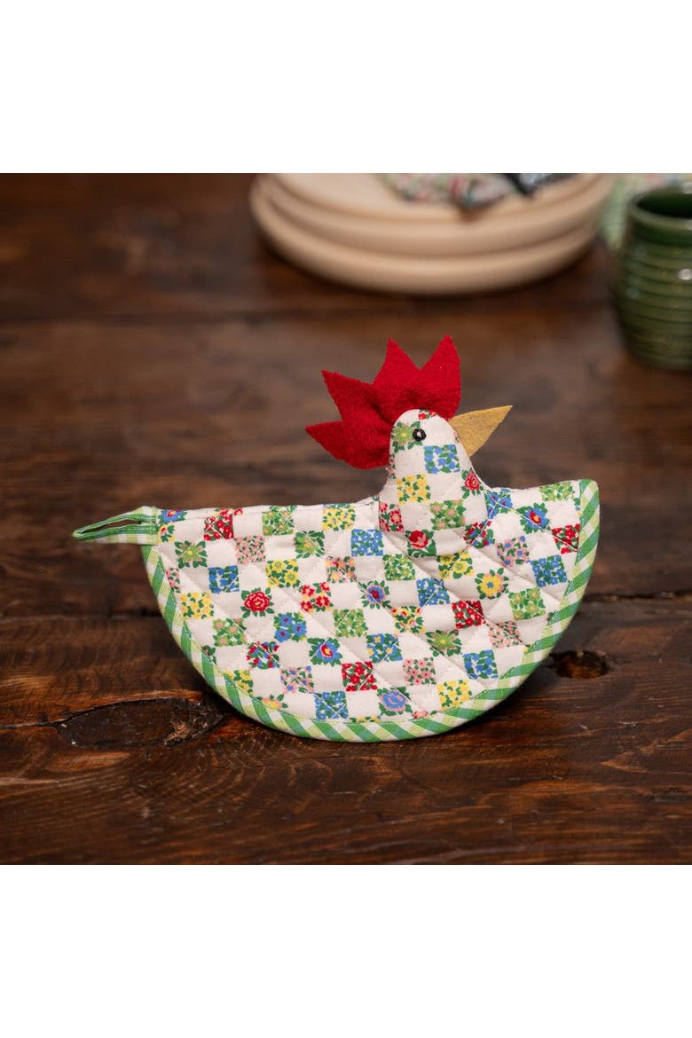 Rebecca Happy Hen Potholder, Alternate, color, Green
