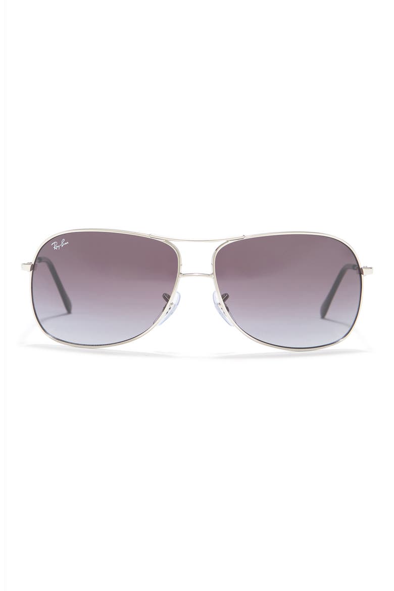 64mm Aviator Sunglasses, Main, color, SILVER