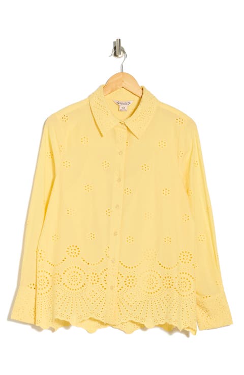 Long Sleeve Eyelet Top