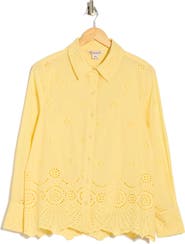 Nanette Lepore Long Sleeve Eyelet Top