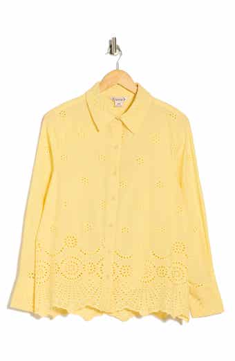 Long Sleeve Eyelet Top