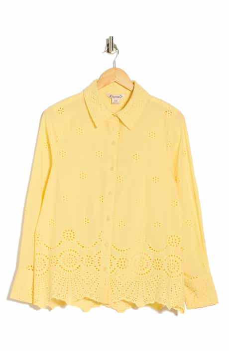 Nanette Lepore Long Sleeve Eyelet Top