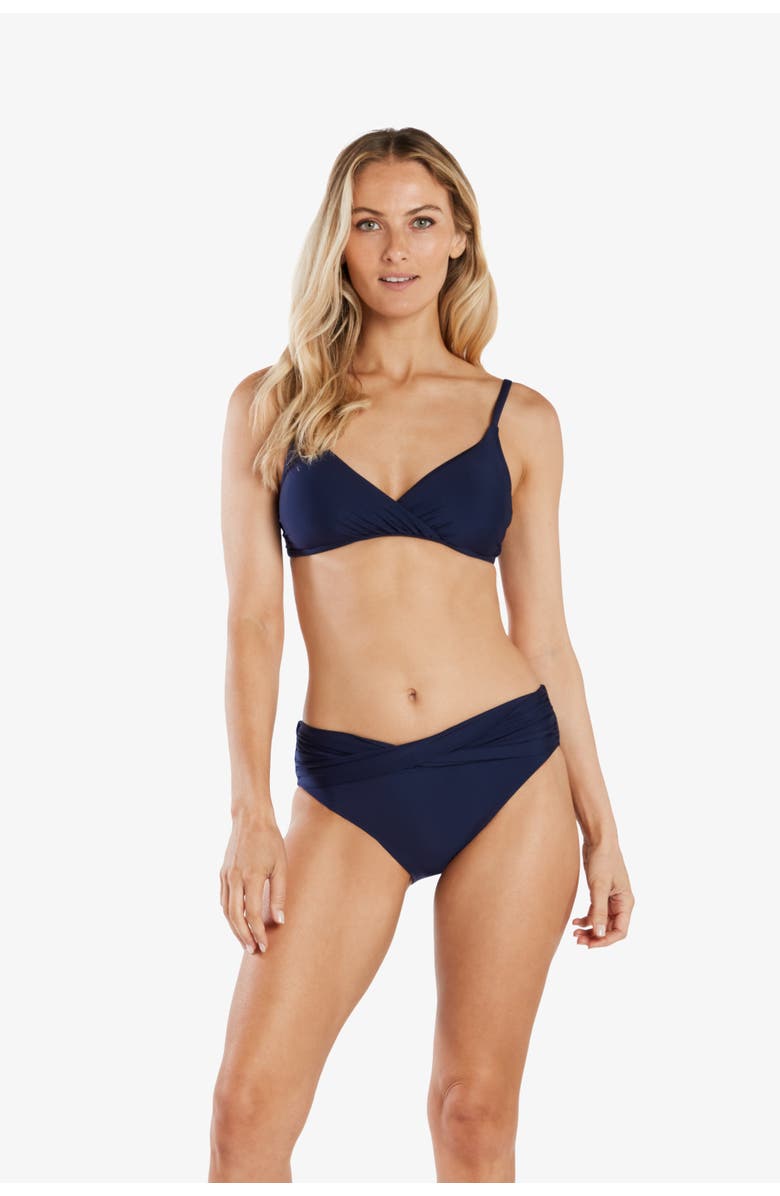 HELEN JON Shirred Crossover Bra, Alternate, color, Navy