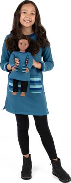Leveret Girls Sweatshirt Dress with Matching Doll Dress