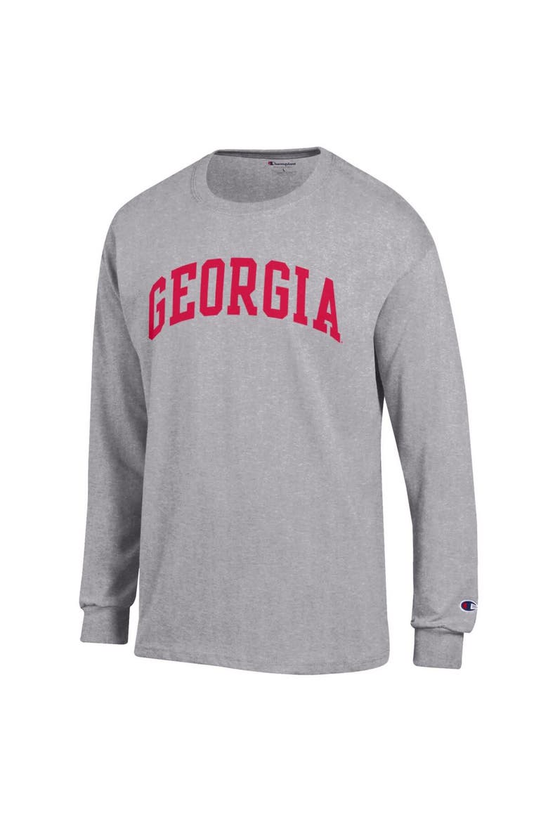 Men's Champion  Heather Gray Georgia Bulldogs Basic Arch Long Sleeve T-Shirt, Alternate, color, Heather Gray
