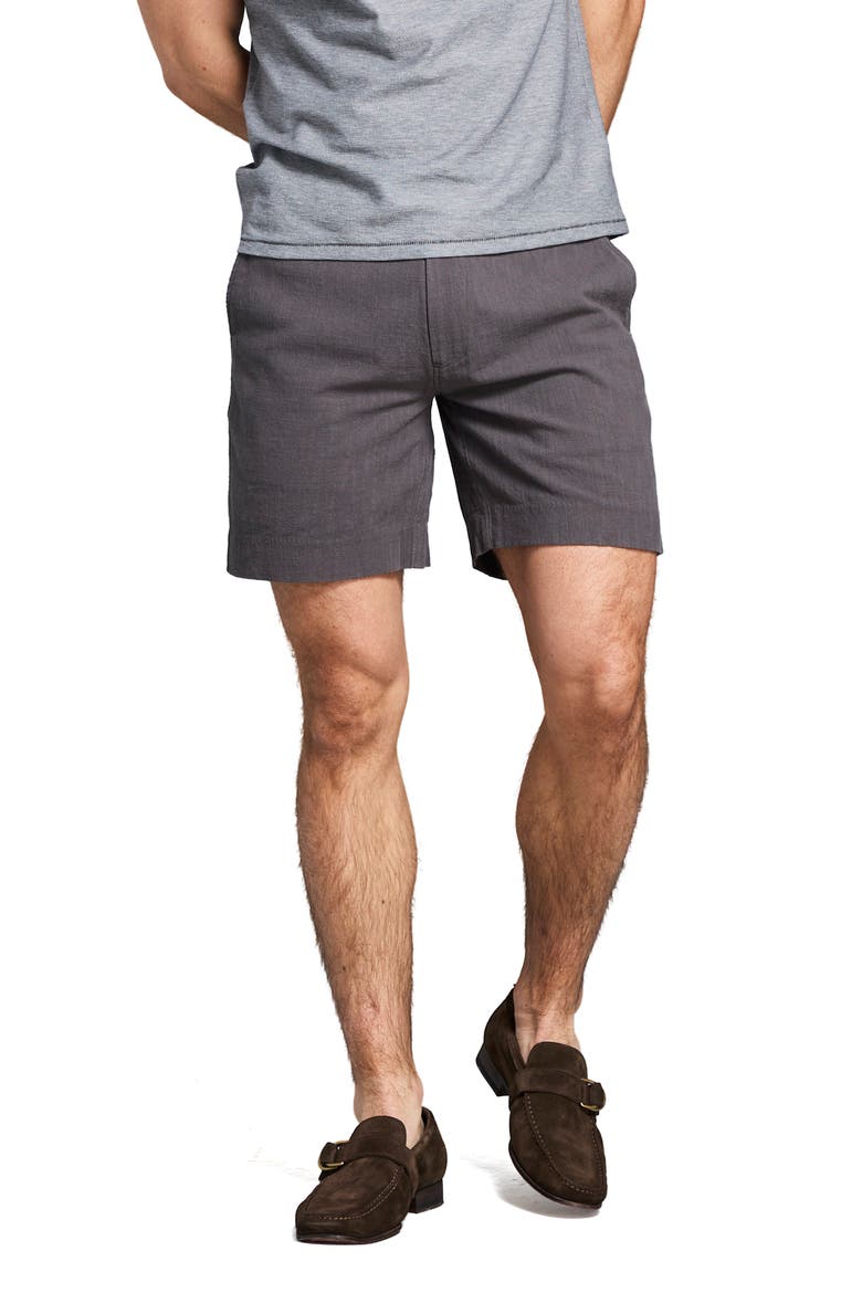 Moore Flat Front Textured Cotton Shorts, Main, color, ASPHALT
