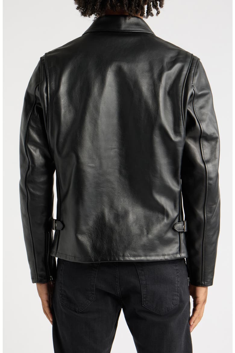Leather Racer Jacket, Alternate, color, BLACK