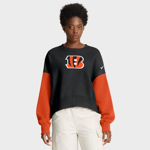 Women's Nike Black Cincinnati Bengals Oversized Color-Block Pullover Sweatshirt