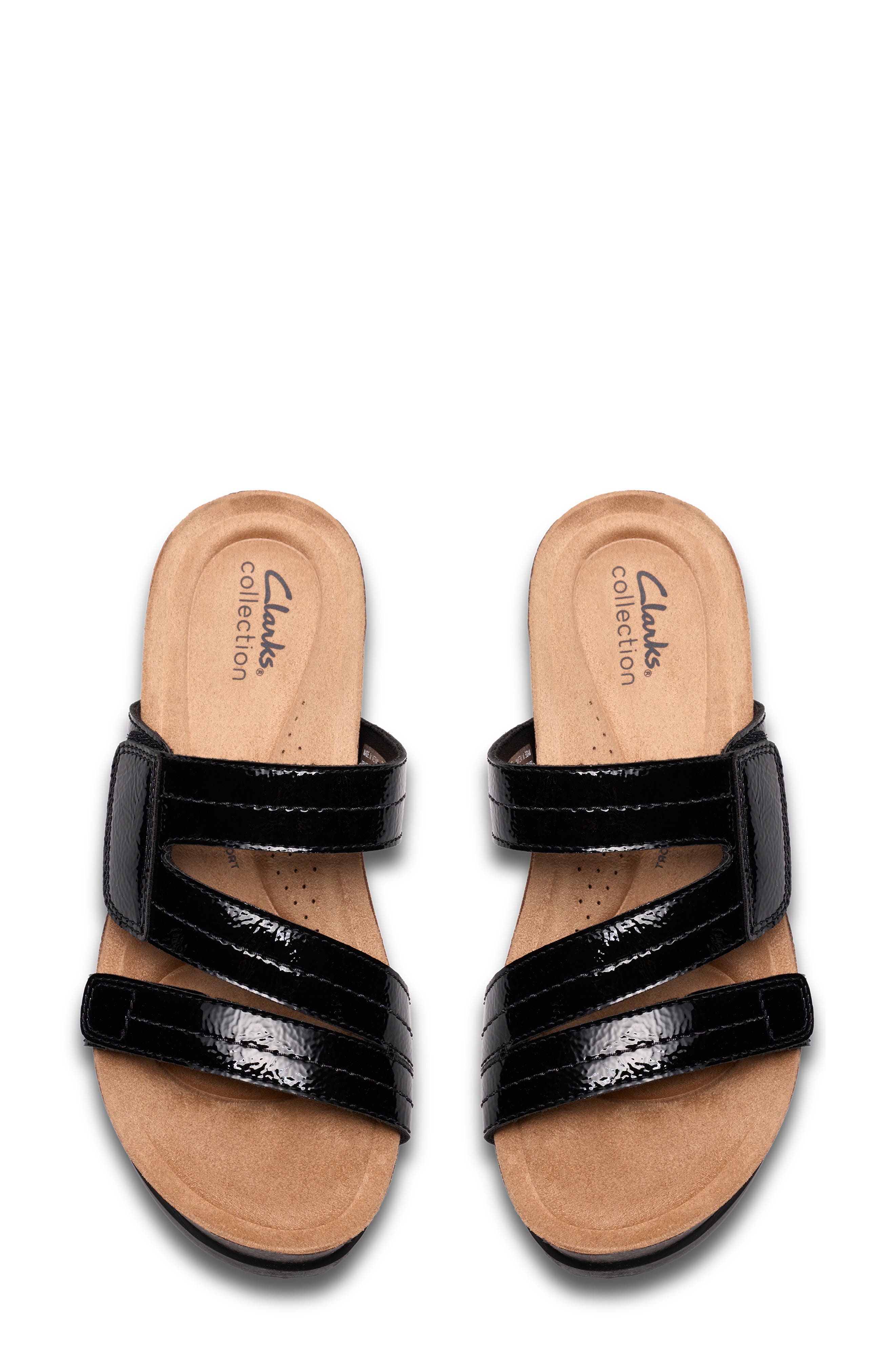 Clarks<sup>®</sup> Calenne Holly Wedge Slide Sandal, Alternate, color, Black Pat