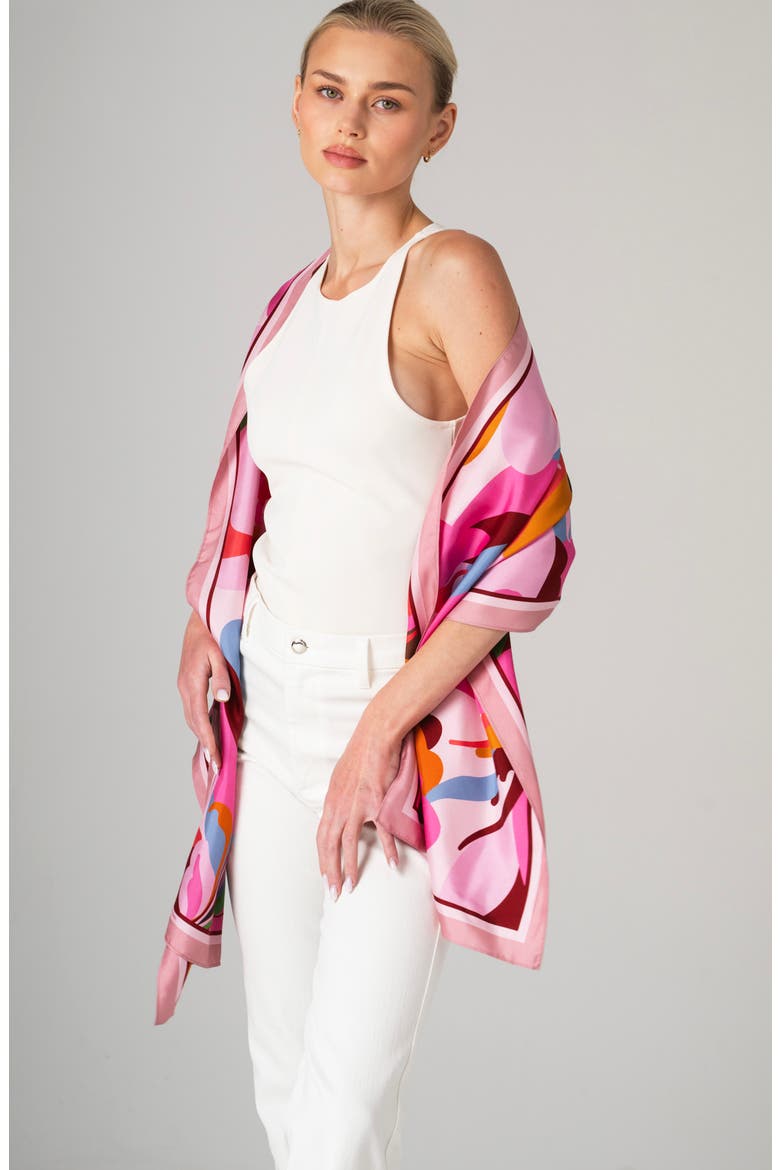 Petal Mirage Oblong Silk Scarf, Alternate, color, Pink