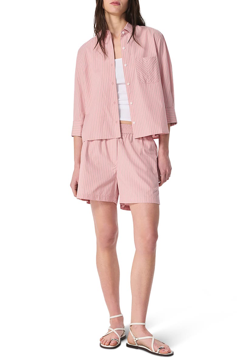 rag & bone Emma Stripe Poplin Shorts, Alternate, color, Blush Stripe