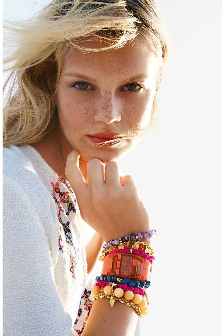 Stone Stretch Bracelets, Alternate, color, CORAL