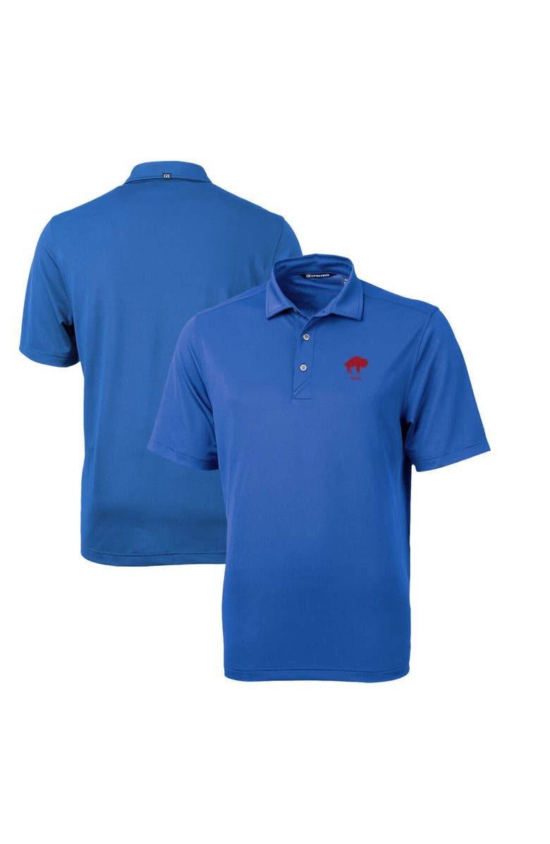 Cutter & Buck Men's Cutter & Buck Blue Buffalo Bills Throwback Logo Virtue Eco Pique Recycled Polo, Main, color, 