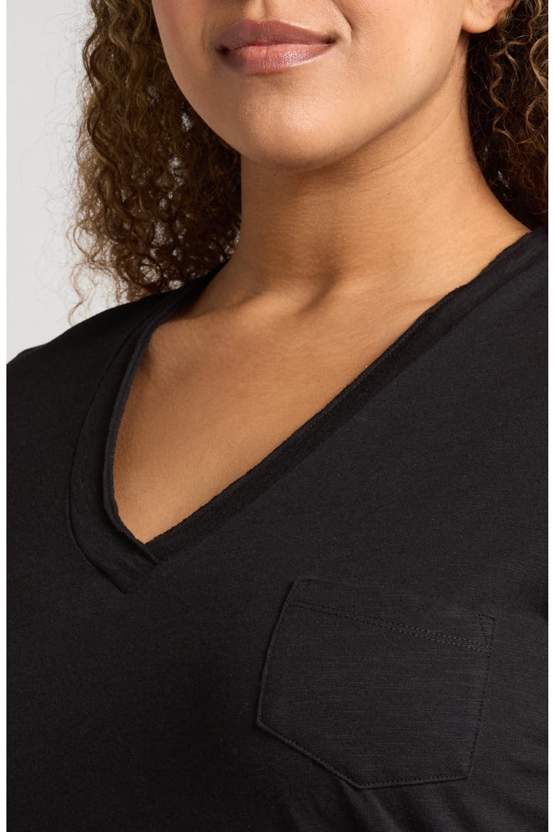 Short Sleeve Cotton & Modal V-Neck Pocket T-Shirt, Alternate, color, BLACK