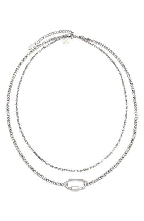 Layered Carabiner Pendant Necklace