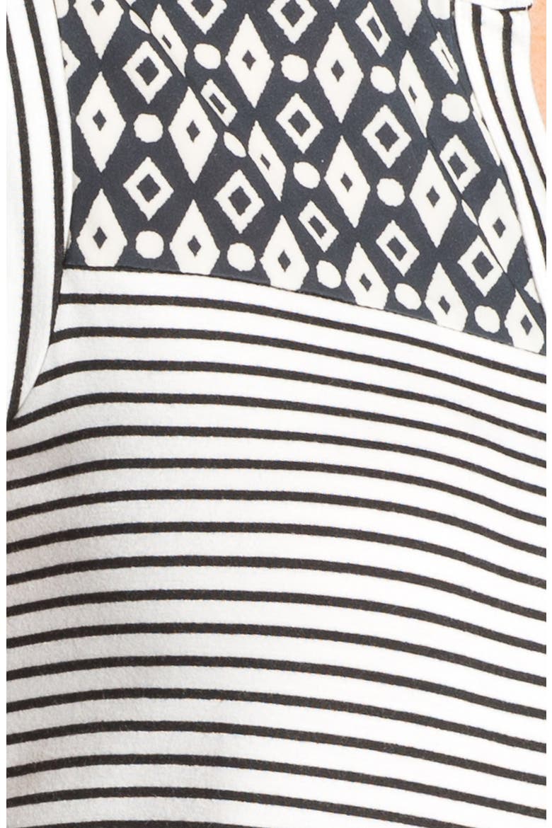 Mixed Media Sleeveless Top, Alternate, color, BLACK/ IVORY IKAT