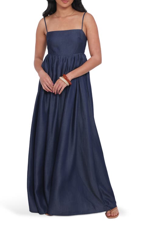 Odessa Cotton Chambray Maxi Sundress