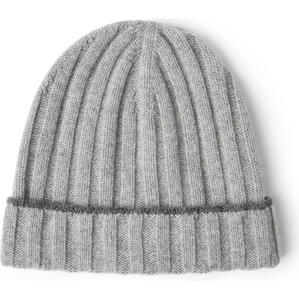 Brunello Cucinelli Cashmere Rib Knit Beanie In Light Grey