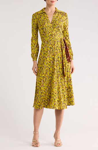 DVF Phoenix Floral Reversible Long Sleeve Wrap Dress