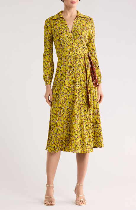 DVF Phoenix Floral Reversible Long Sleeve Wrap Dress