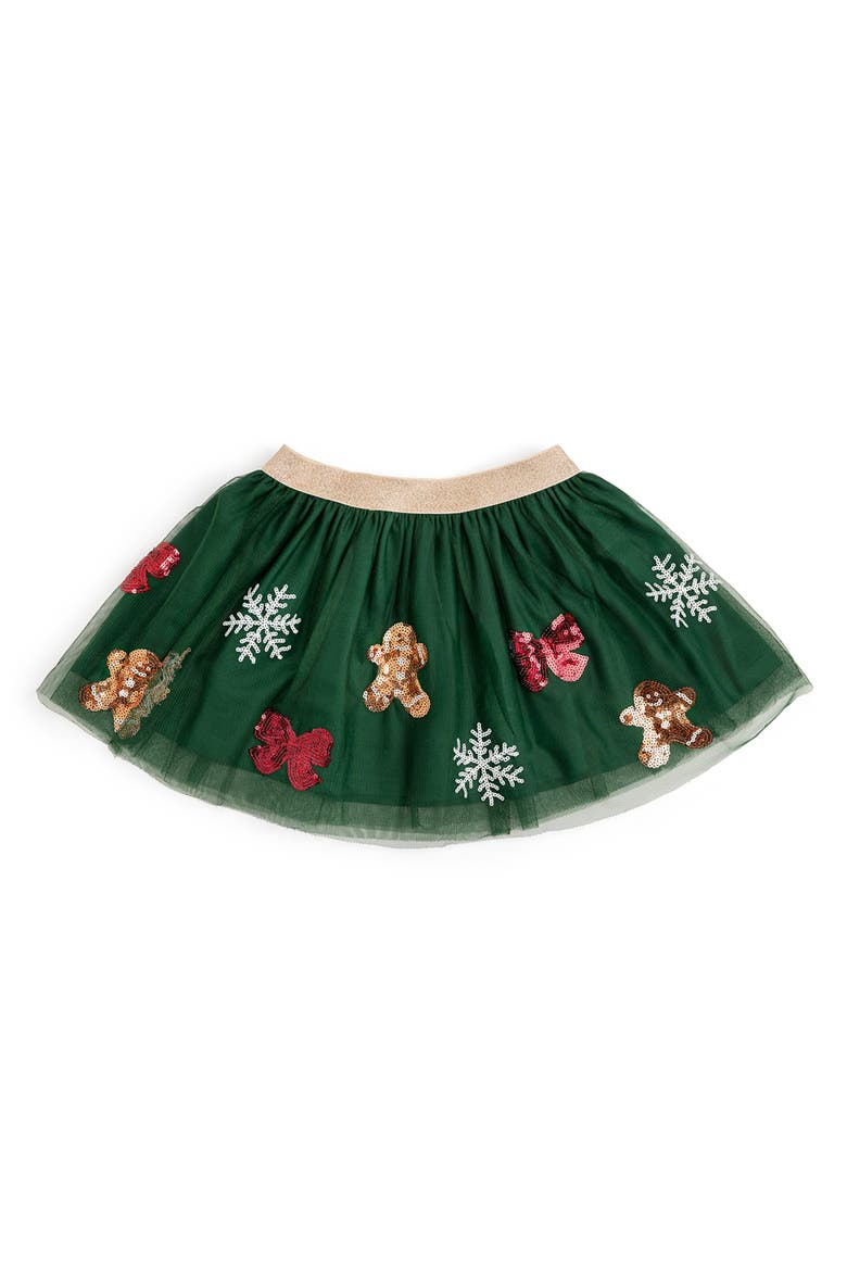 Gingerbread Joy Sequin Christmas Tutu, Main, color, Forest Green