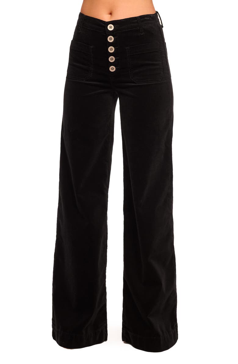 Ramy Brook Cindy Velvet Wide Leg Pants, Main, color, Black Velvet
