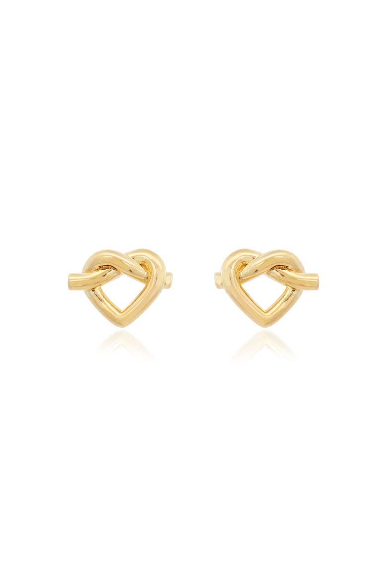 Heart Knot Stud Earrings, Alternate, color, Gold Plated Sterling Silver