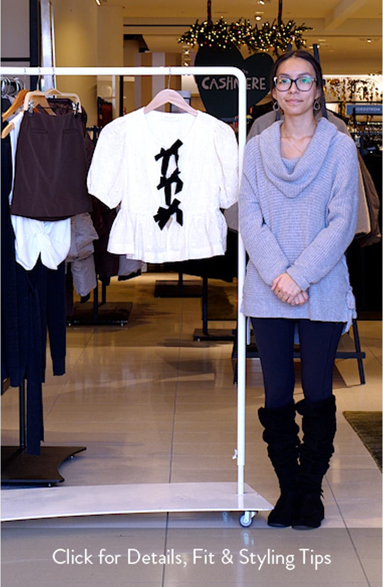 Tie Front Puff Sleeve Peplum Top, sales video thumbnail