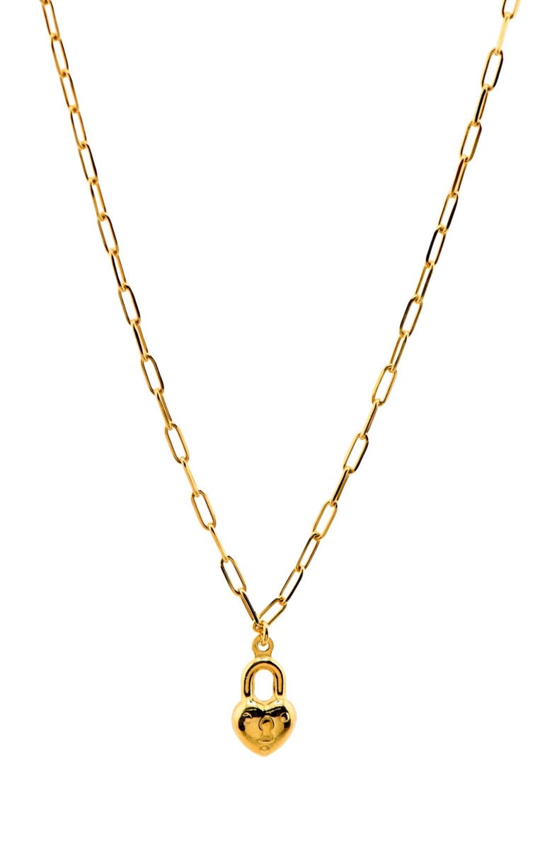 AMERICAN EXCHANGE Heart Lock Pendant Necklace, Main, color, Gold