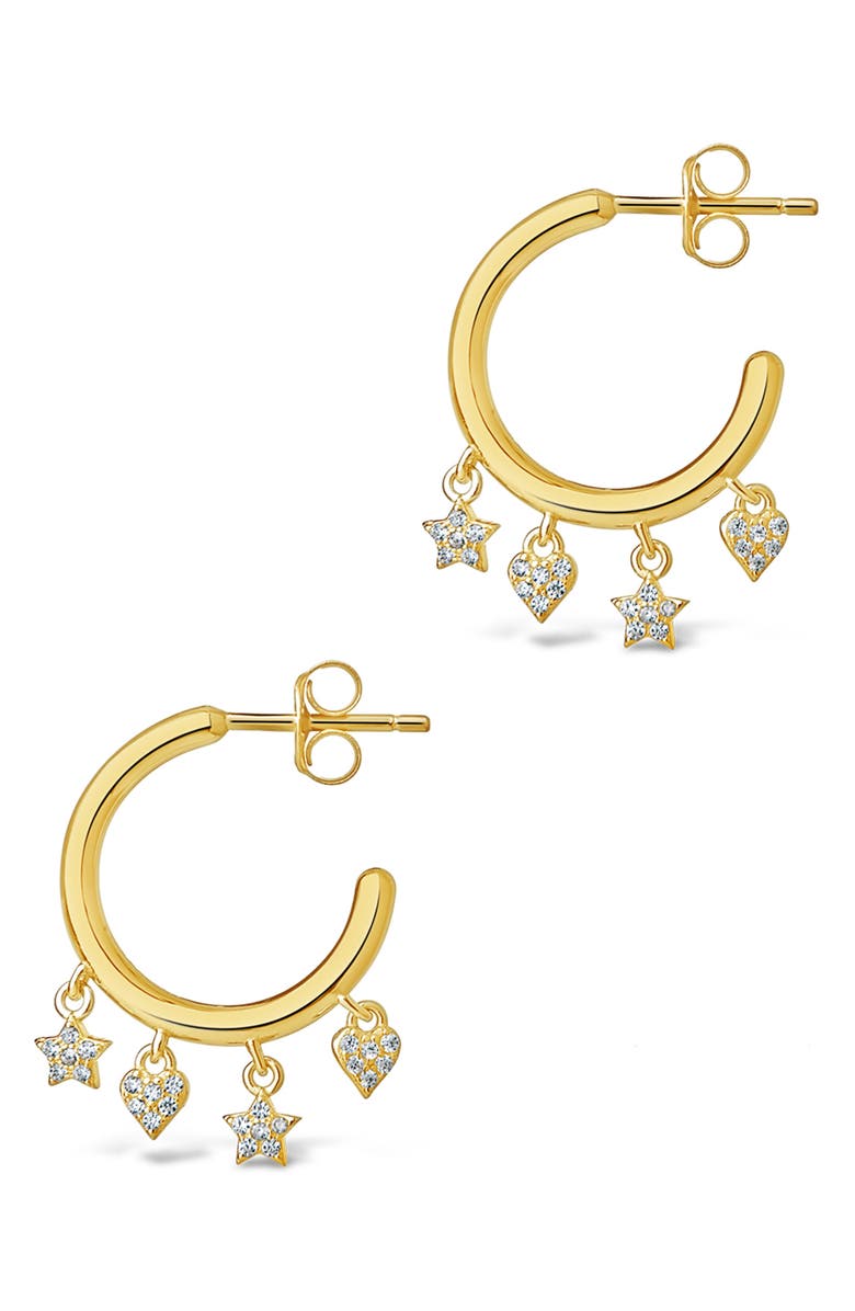 Sterling Forever Sterling Silver Celeste Hoop Earrings, Alternate, color, Gold