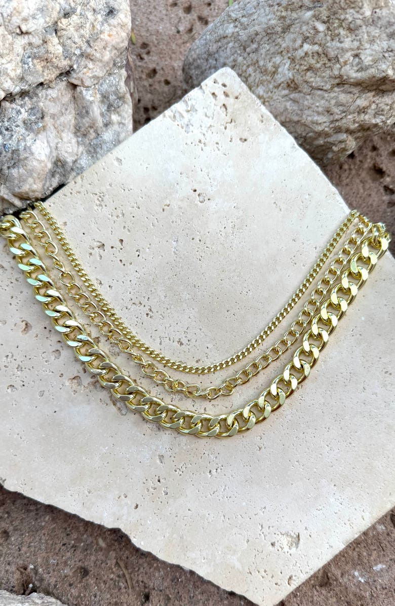 Adornia Layered Chain Necklace, Alternate, color, Gold