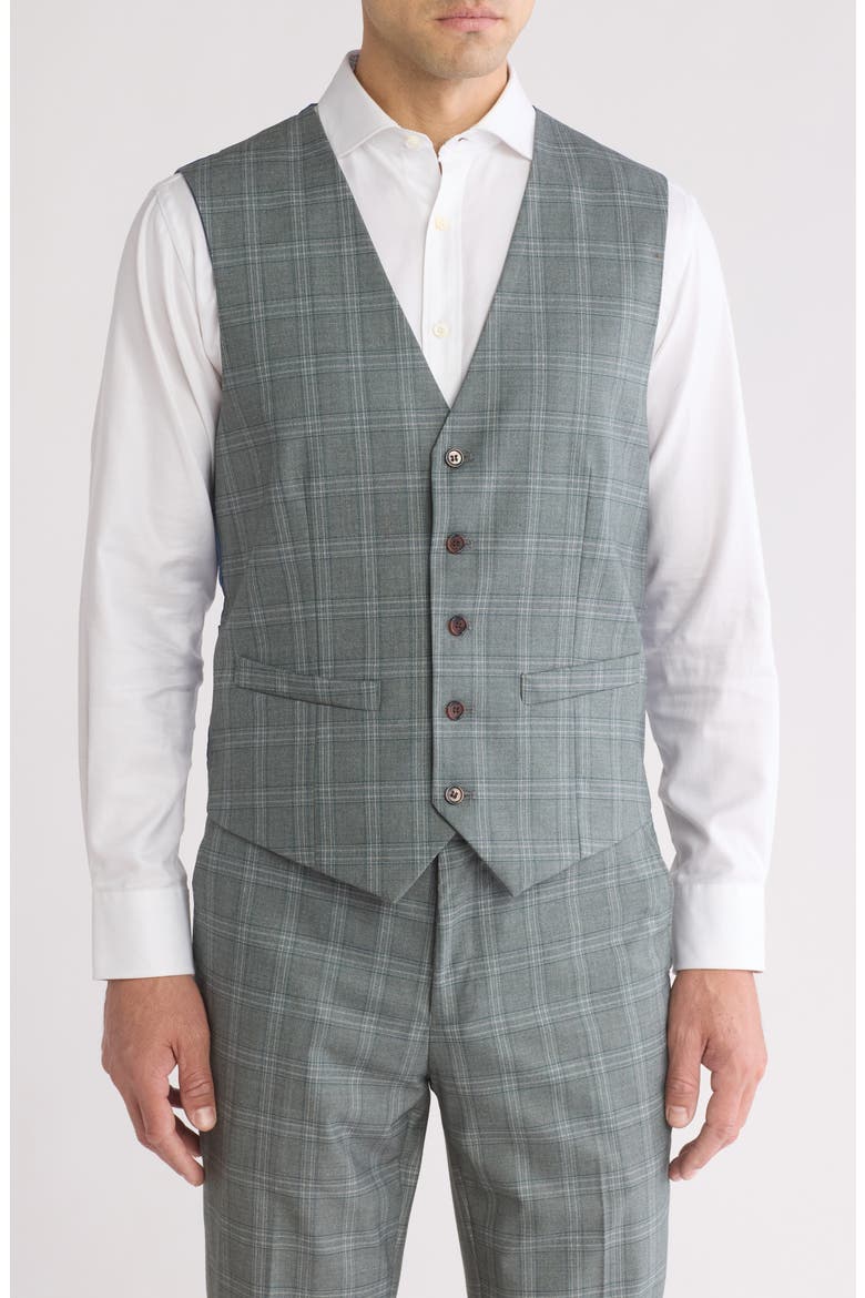 Slim Fit 3-Piece Plaid Suit, Alternate, color, GREEN