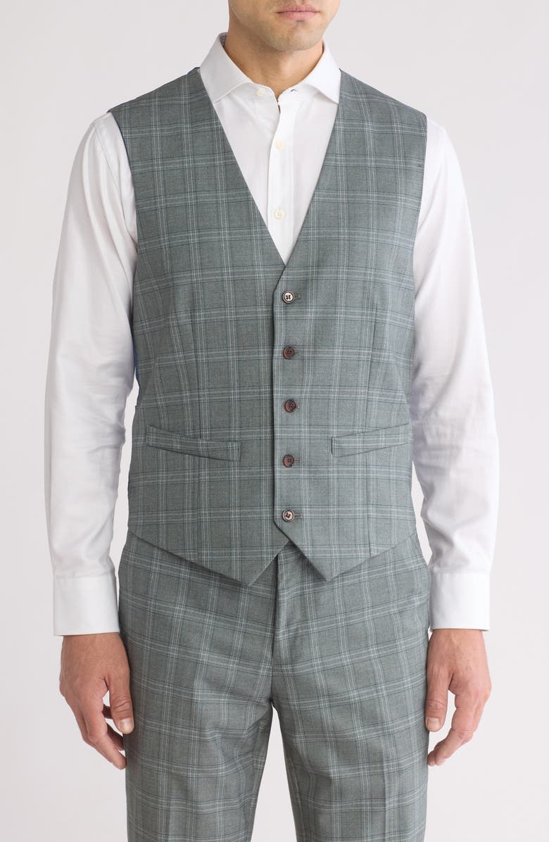 Gino Vitale Slim Fit 3-Piece Plaid Suit, Alternate, color, Green