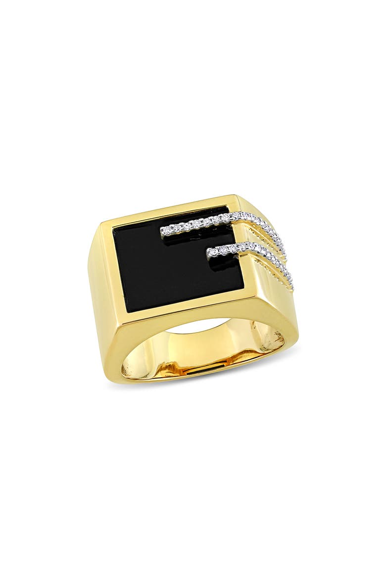 Men's Square Black Onyx & Diamond Ring - 0.13ct., Main, color, BLACK