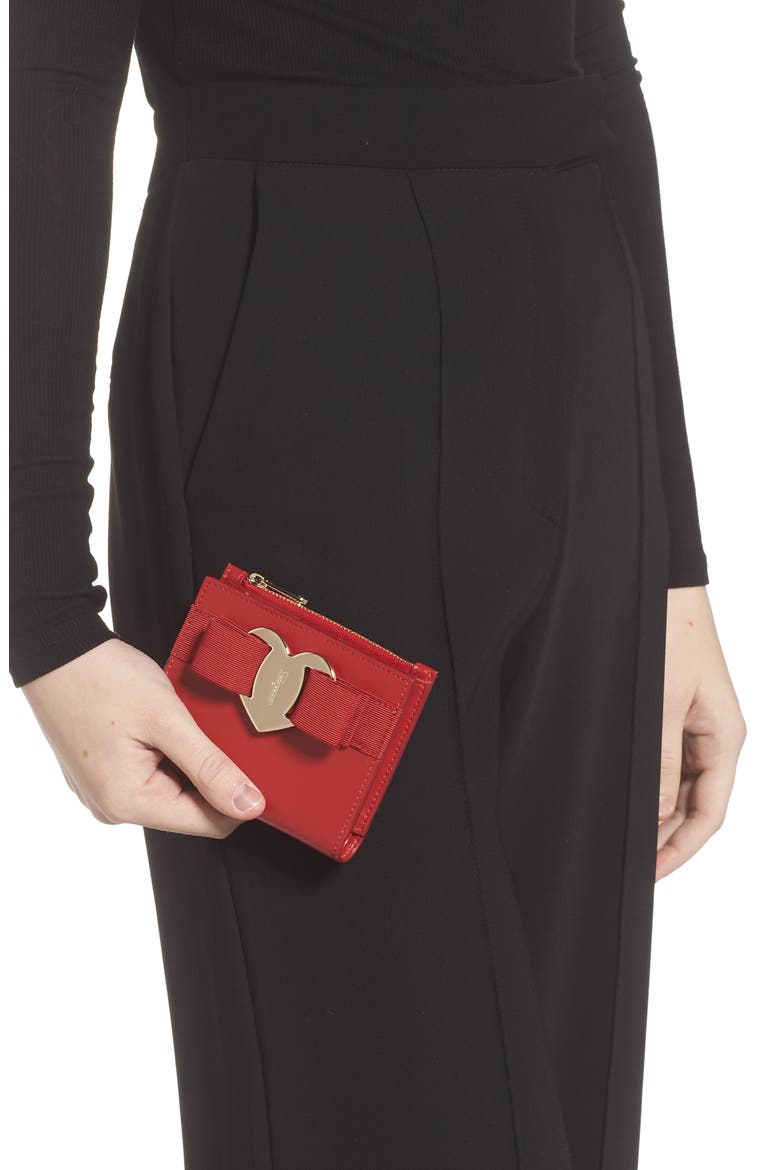 Salvatore Ferragamo Vara Bow Leather Wallet, Alternate, color, LIPSTICK