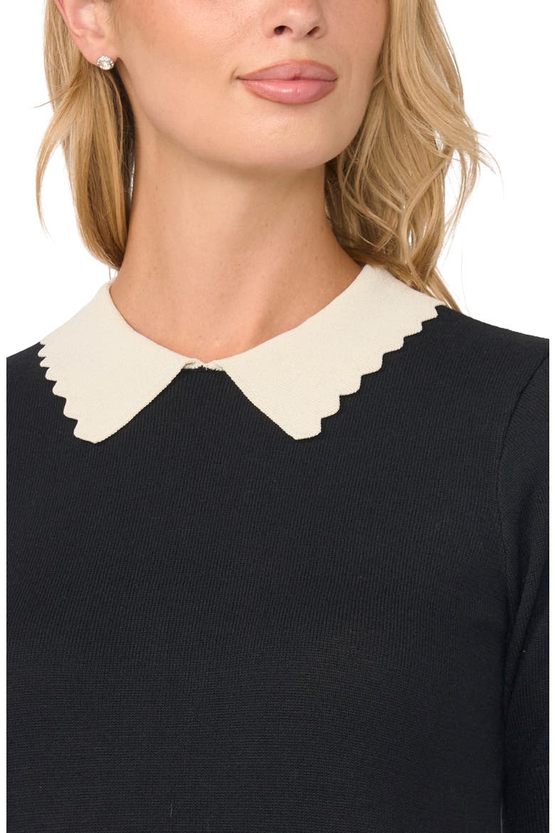 Scallop Trim Collar Sweater, Alternate, color, RICH BLACK