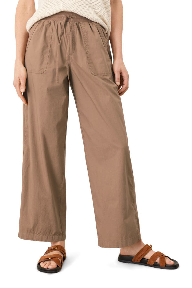 Organic Cotton Stretch Poplin Wide Leg Pant, Main, color, Driftwood Brown