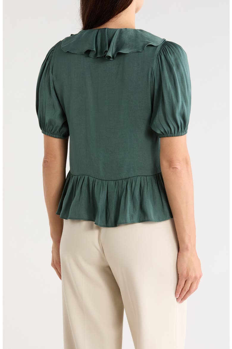 Puff Sleeve Ruffle Peplum Top, Alternate, color, SUEDED SAGE