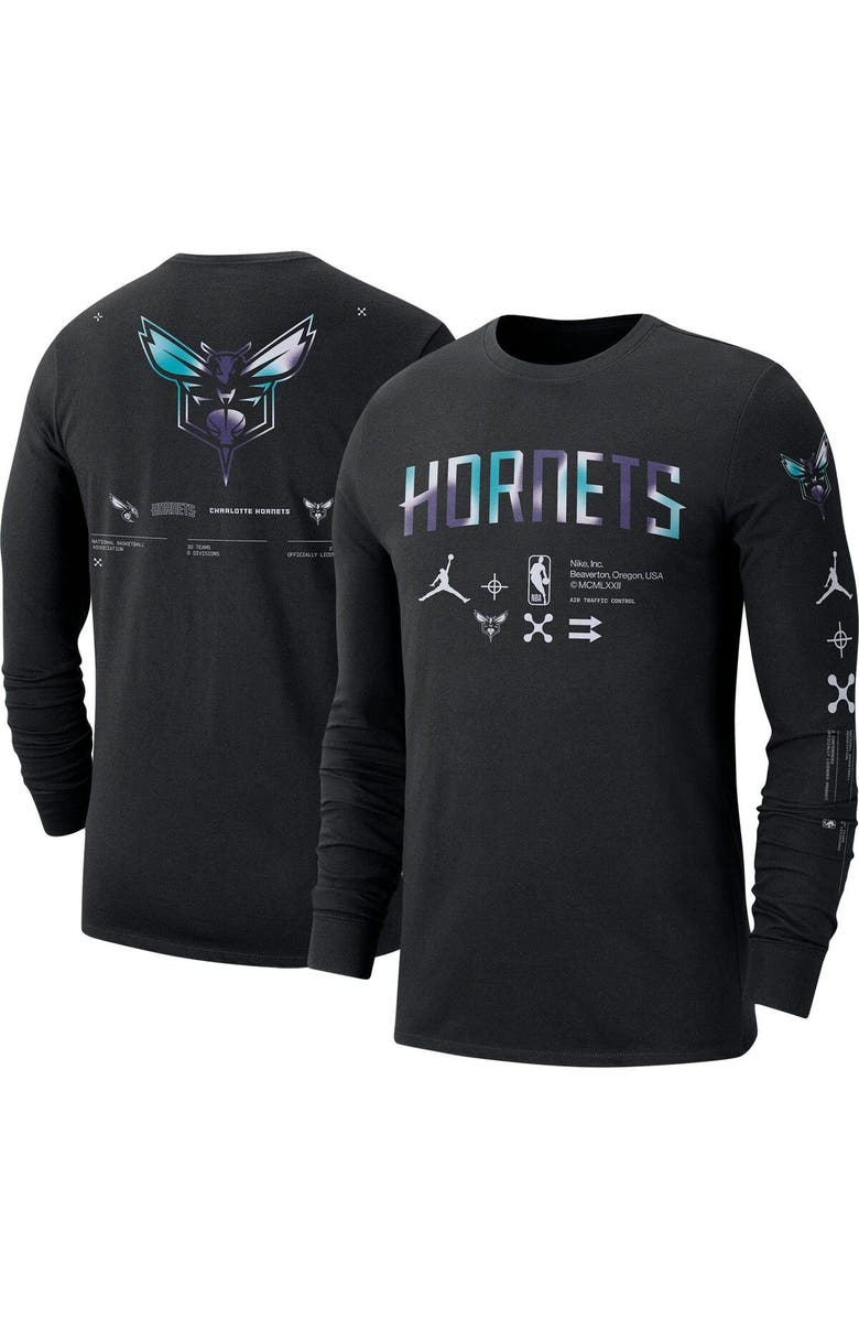 Jordan Brand Men's Jordan Brand Black Charlotte Hornets Essential Air Traffic Control Long Sleeve T-Shirt, Main, color, Black