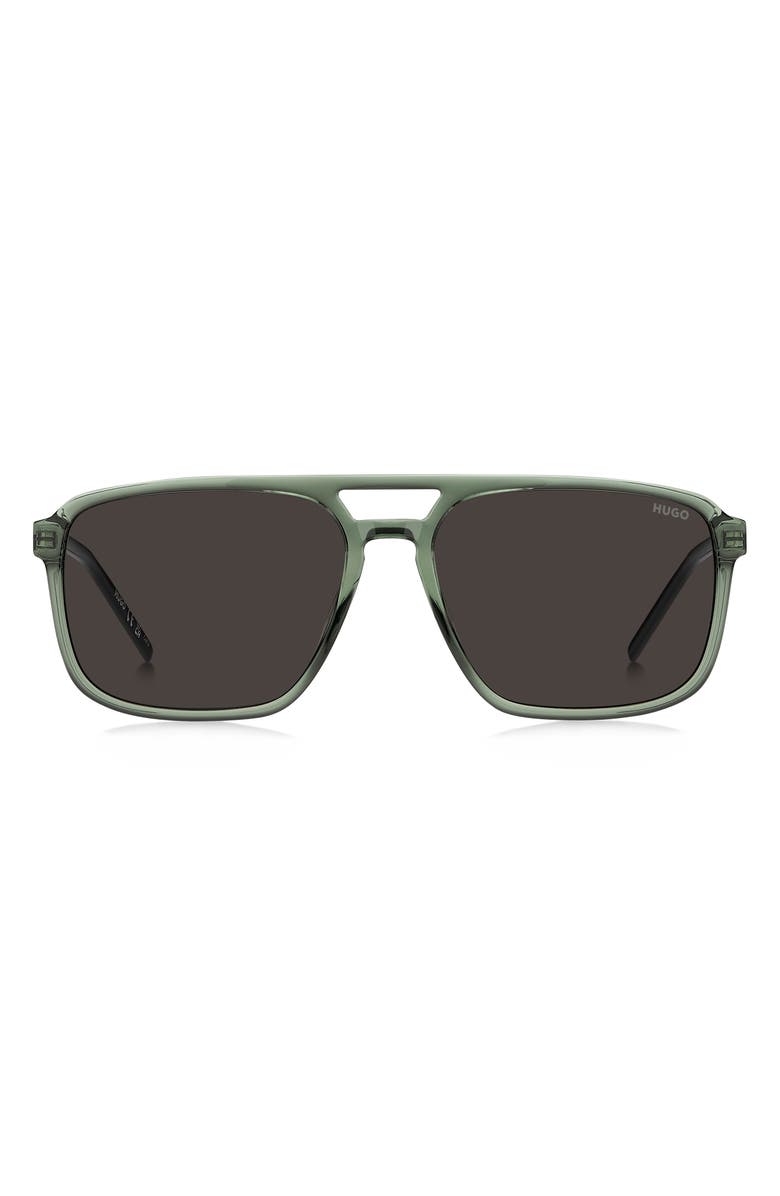 BOSS 58mm Navigator Sunglasses, Main, color, Green/ Grey
