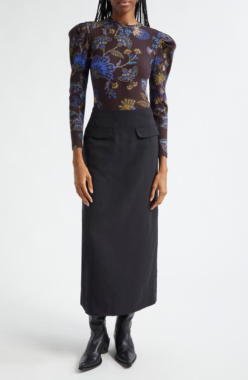 Farm Rio Flap Pocket Midi Skirt In Black