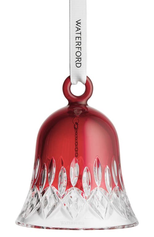 Waterford Lismore Red Bell Crystal Ornament In Red
