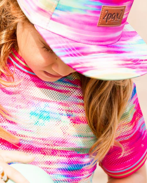 Deux Par Deux Little Girl's Short Sleeve Mesh Beach Dress Multicolored In Multicolored