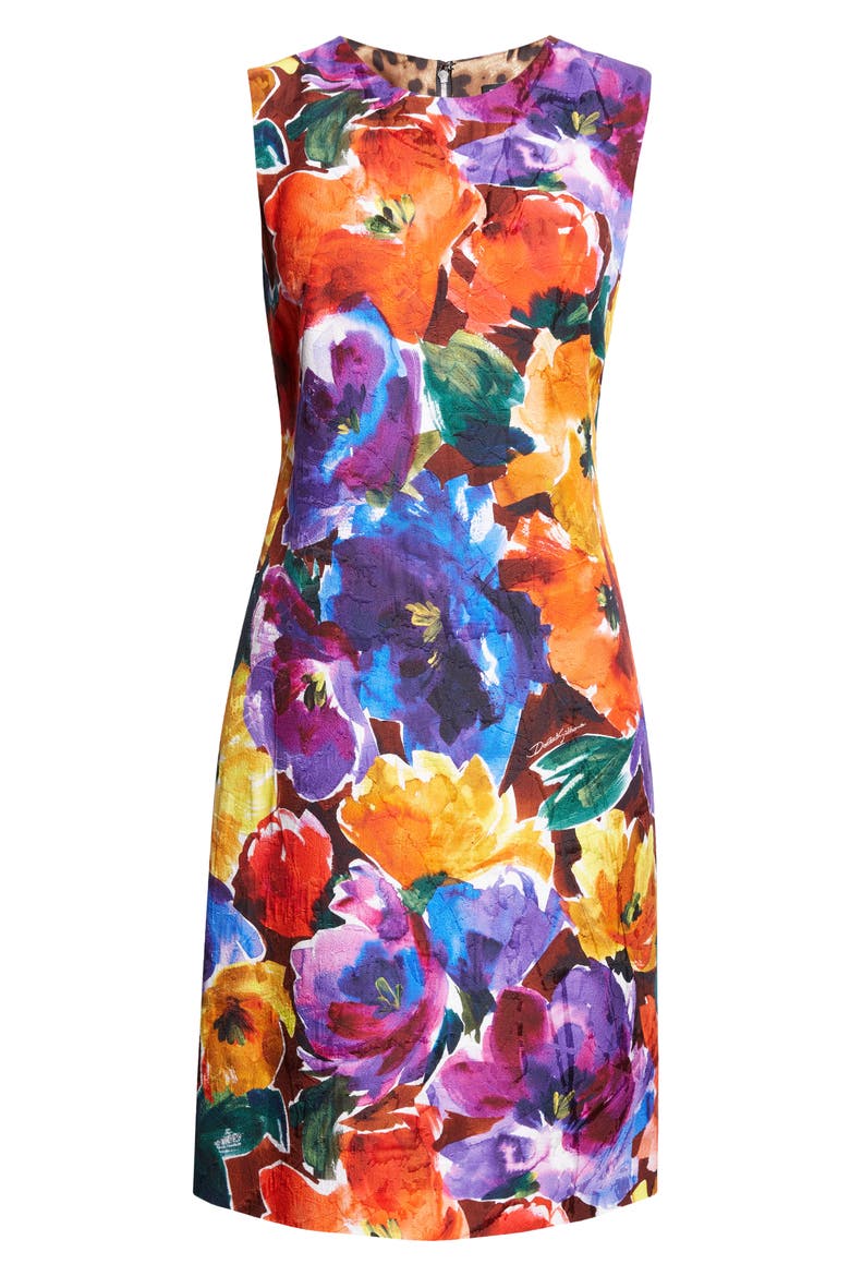 Abstract Floral Print Sleeveless Sheath Dress, Alternate, color, HM4YEFIORI ASTR.F.MARRONE