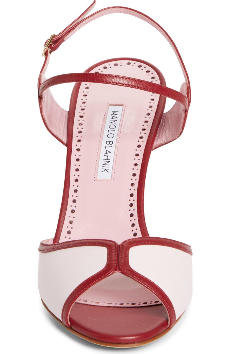 Manolo Blahnik Todda Colorblock Sandal, Alternate, color, Lpnk 6804/Dred 6039