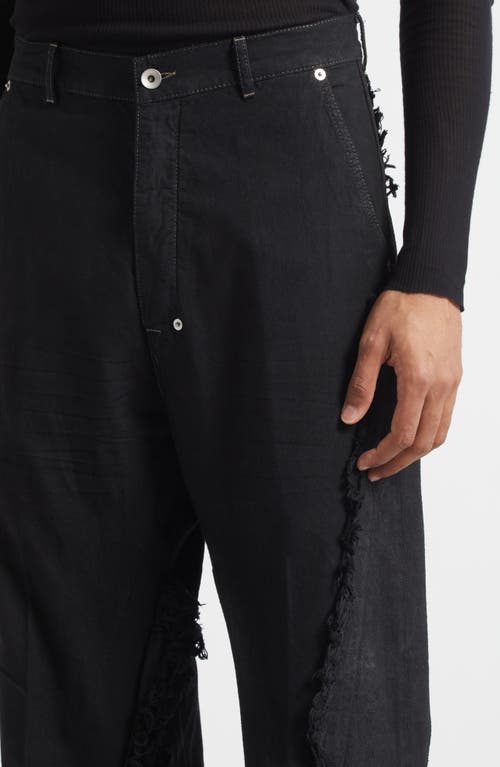 Rick Owens Joris Mixed Media Bootcut Jeans In Black