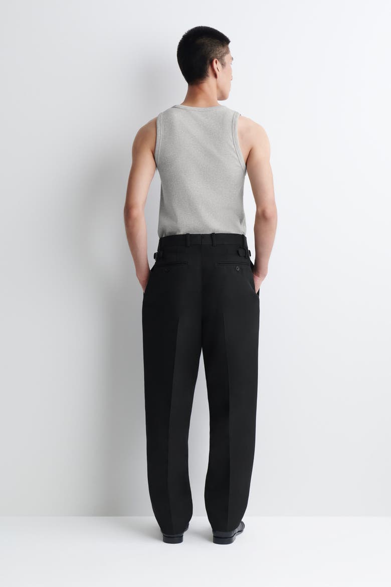 Pleated Wool-Blend Relaxed-Fit Tapered Pants, Alternate, color, BLACK