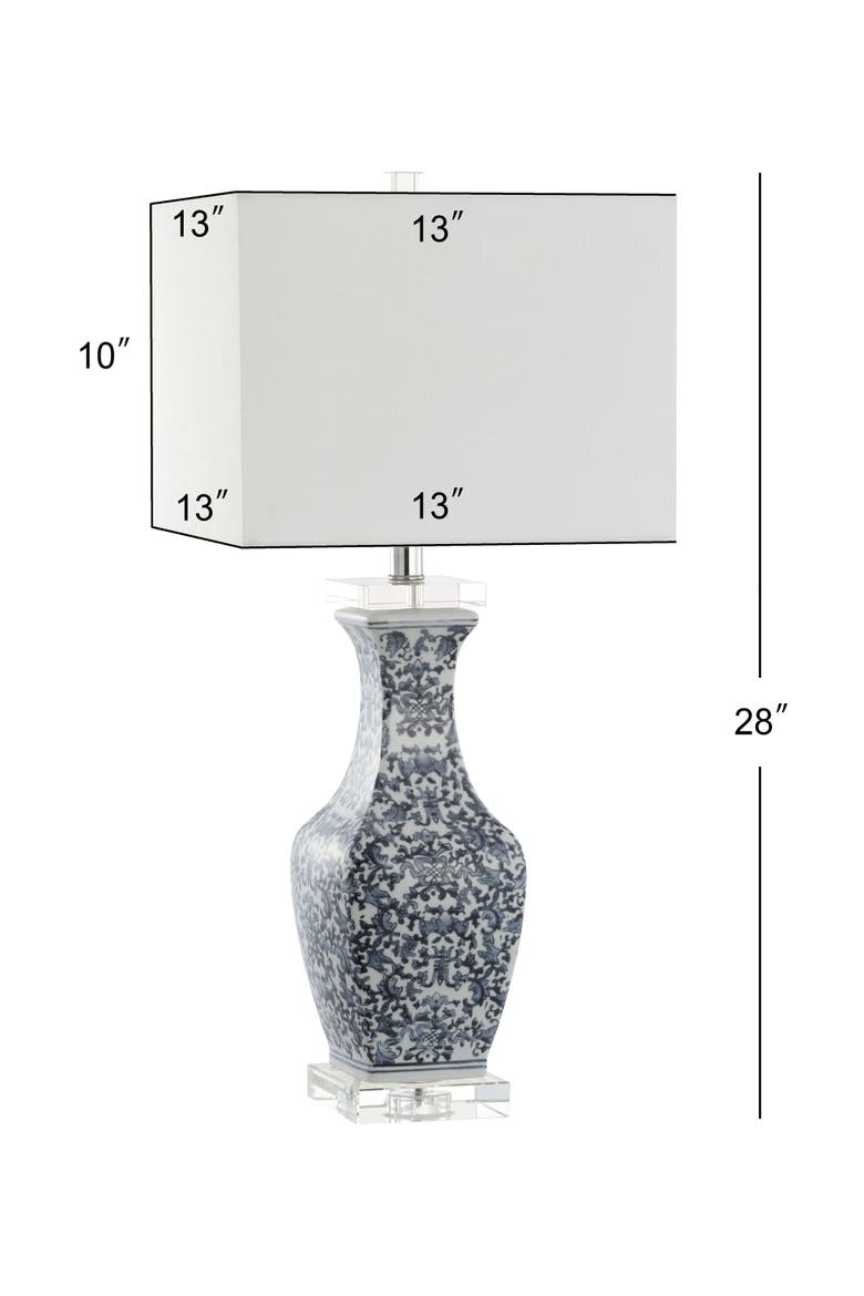 May 28" Ceramic/Crystal LED Table Lamp, Blue/White, Alternate, color, Blue/White