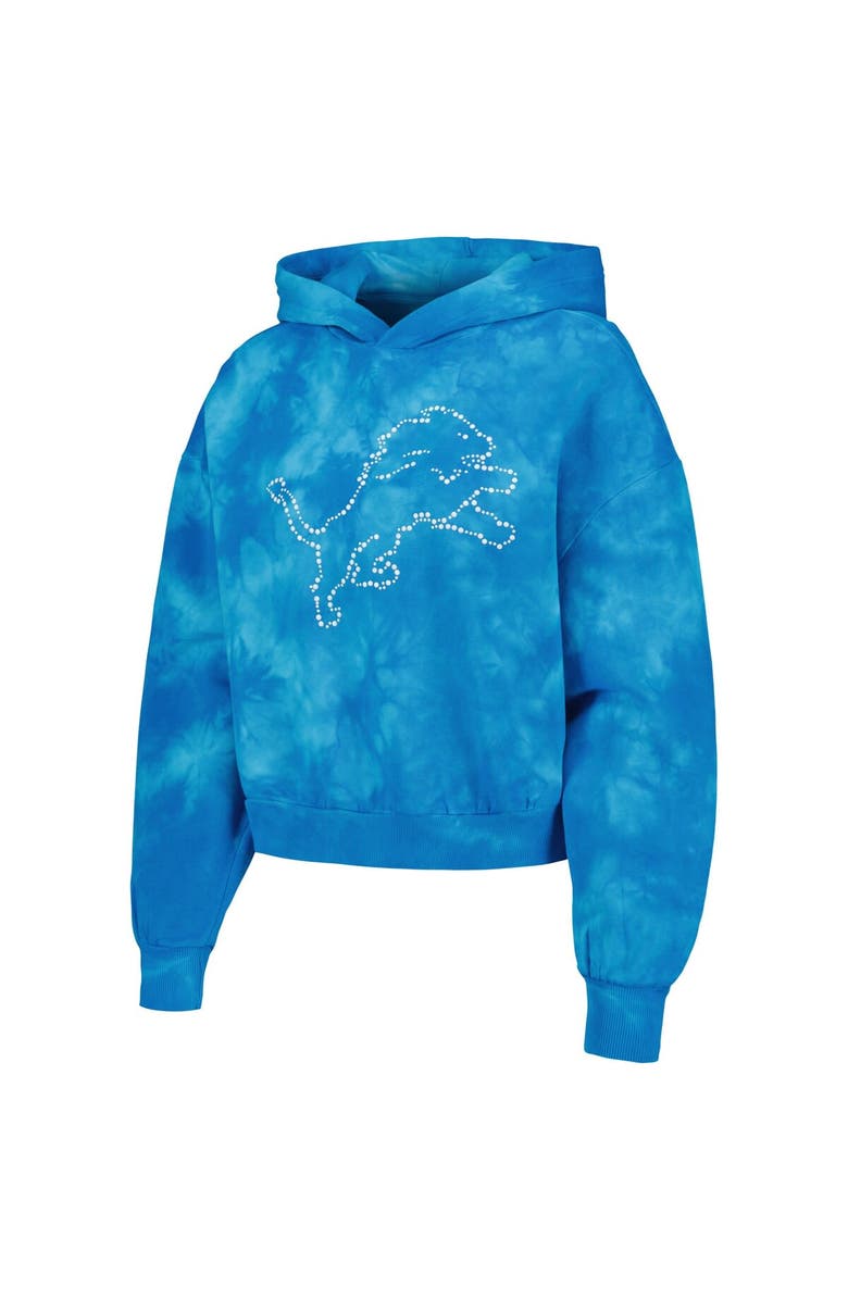 THE WILD COLLECTIVE Women's The Wild Collective Blue Detroit Lions Tie-Dye Cropped Pullover Hoodie, Alternate, color,