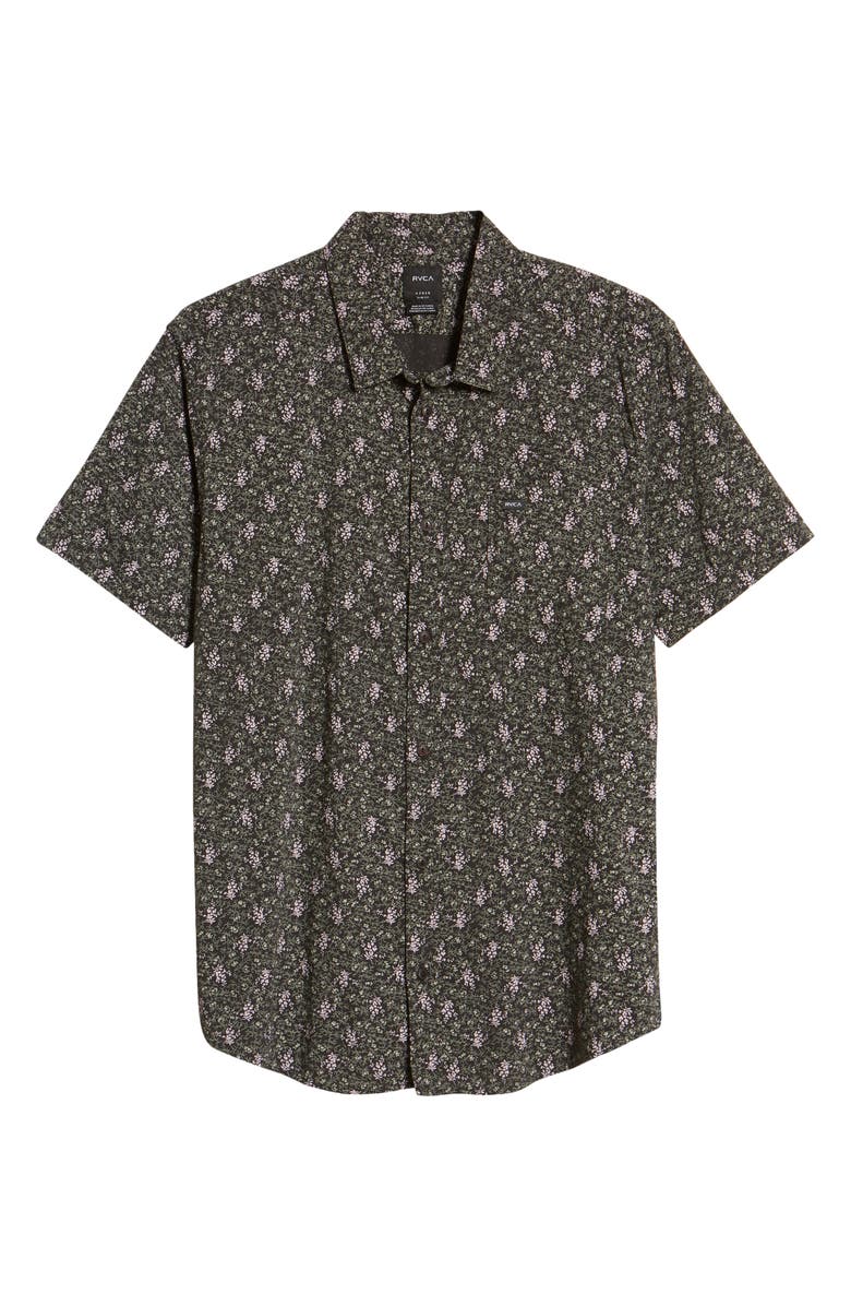 RVCA Monkberry Floral Print Short Sleeve Button-Up Shirt, Alternate, color,